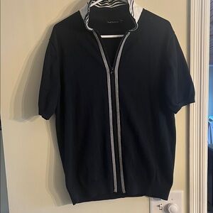 Paul Fredrick Men's Black Zip-Up Sweater